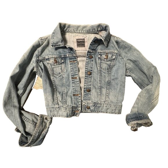 Abercrombie & Fitch Jackets & Blazers - Abercrombie & Fitch Denim Jacket Women Large Blue Button Distressed Y2k 90s